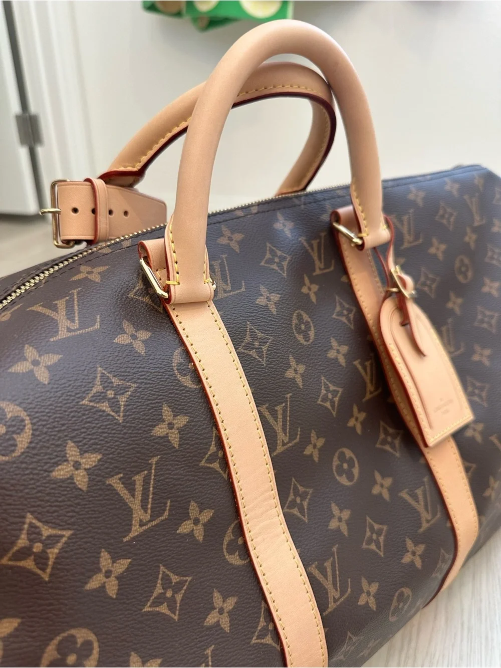 Louis Vuitton Monogram Canvas Travel Duffel with Natural Leather Trim